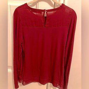 🍃Pick 3/$21-The Limited Long Sleeve Burgundy Red Top With Mesh Accents- Size M